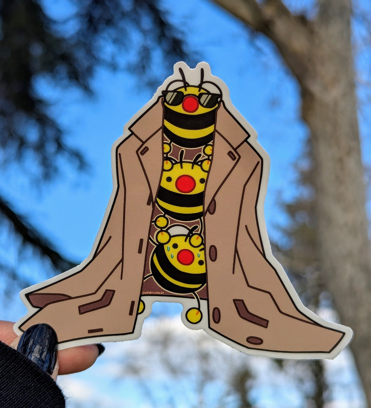 Three Bees in a Trench Coat Sticker